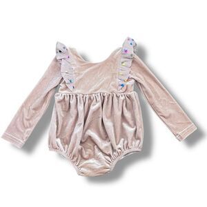 NWT! Ollie Jay Leah Long Sleeve Velvet Bubble Romper Tulle Ruffle Size 18-24M